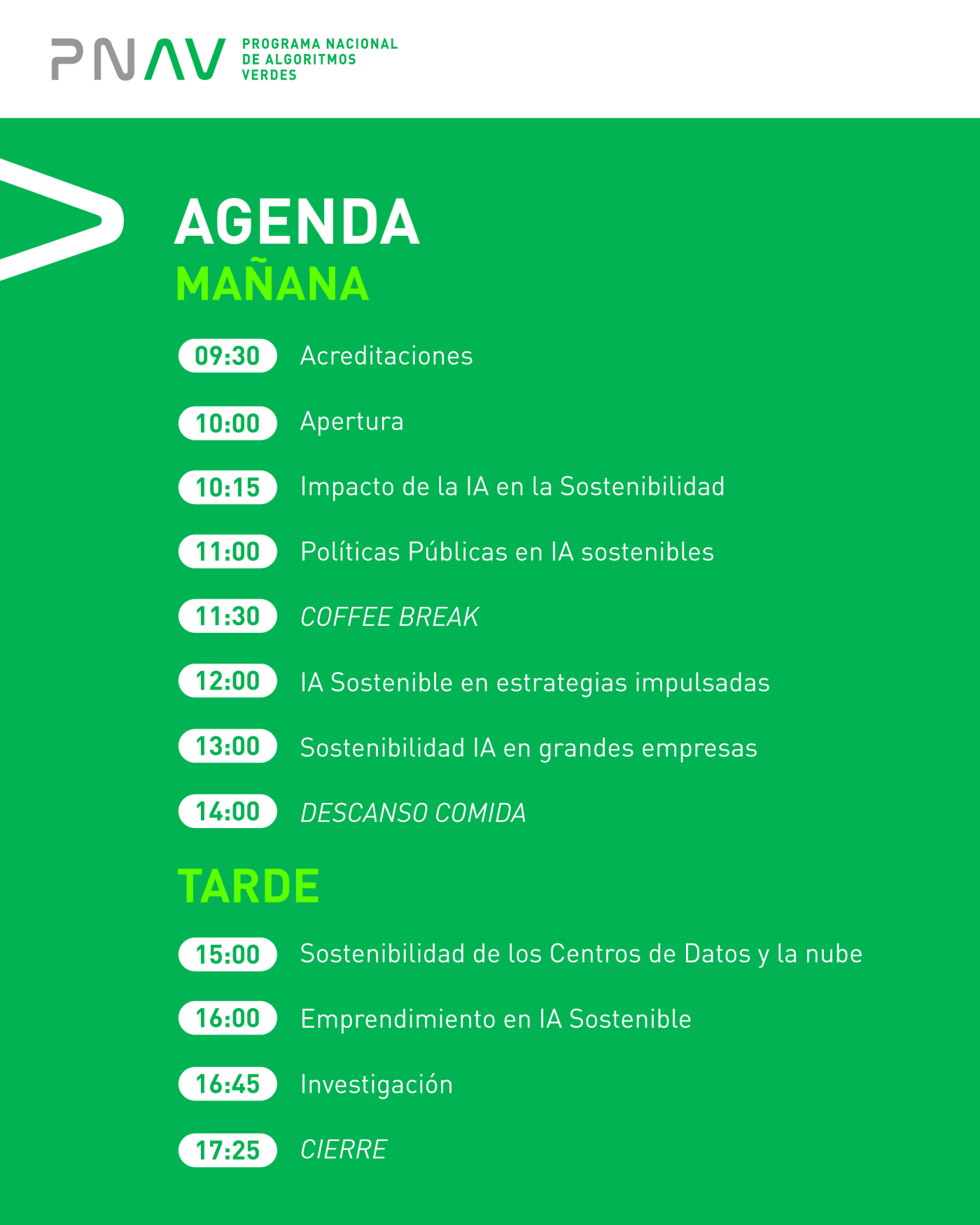 Agenda Evento Green AI